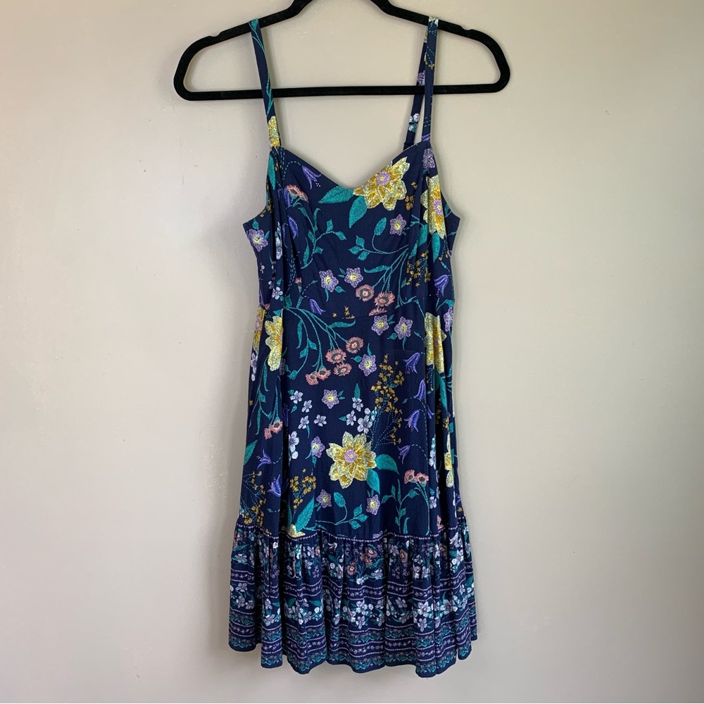 Old Navy Women’s Navy Blue Floral Sundress with Ruffle Hem| Size Small